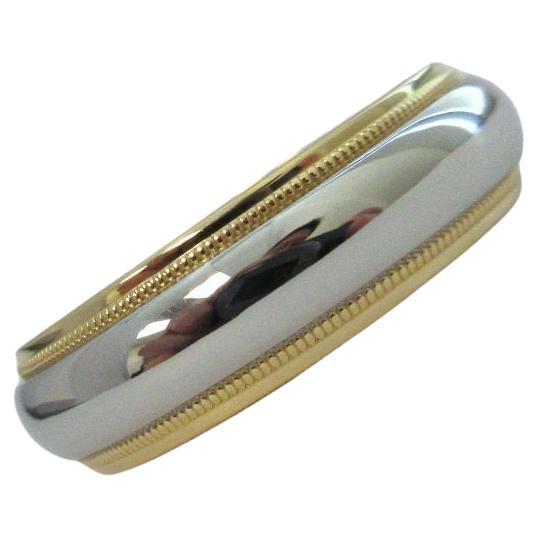 TIFFANY & Co. Together Platinum 18K Gold 6mm Milgrain Wedding Band Ring 8.5 For Sale