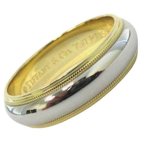 TIFFANY & Co. Together Platin 18K Gold 6mm Milgrain Ehering 8,5
