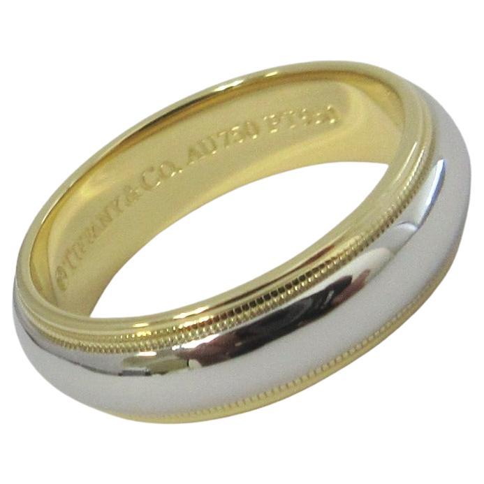 TIFFANY & Co. Together Platin 18K Gold 6mm Milgrain Ehering 8,5