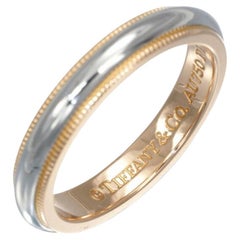 TIFFANY & Co. Together Platinum 18K Rose Gold 3.5mm Milgrain Wedding Band Ring 6