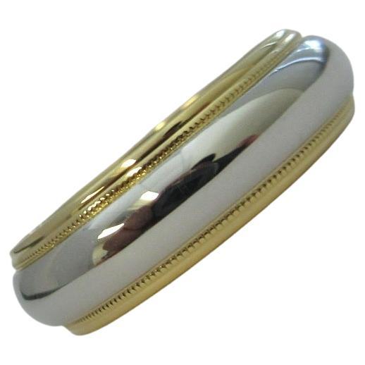 TIFFANY & Co. Zusammen Platin 18K Gelbgold 6mm Milgrain Hochzeit Band Ring 8