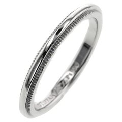 TIFFANY & Co. Together Platinum 2mm Milgrain Wedding Band Ring 7.5