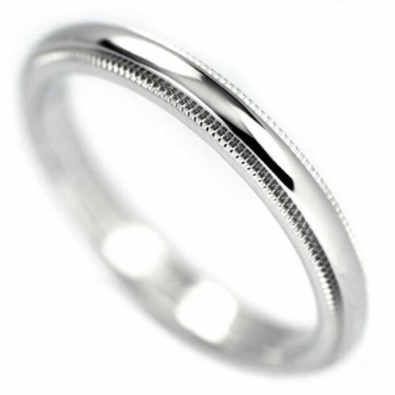 TIFFANY & Co. Together Platinum 3mm Milgrain Wedding Band Ring 7 In Excellent Condition For Sale In Los Angeles, CA