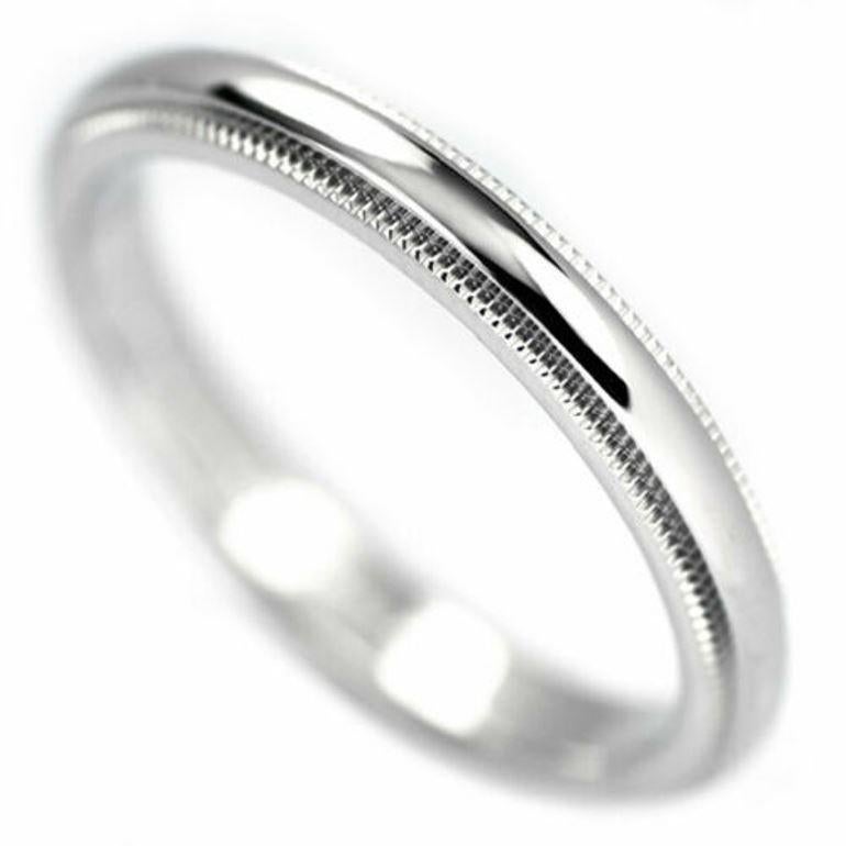 TIFFANY & Co. Alliance en platine de 3 mm de couleur milgrain 7 Excellent état - En vente à Los Angeles, CA