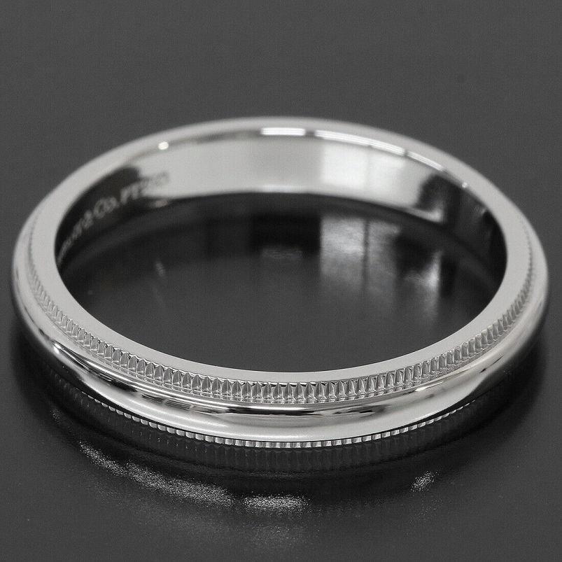 TIFFANY & Co. Alliance en platine à 3 mm de couleur milgrain, taille 7,5 Excellent état - En vente à Los Angeles, CA