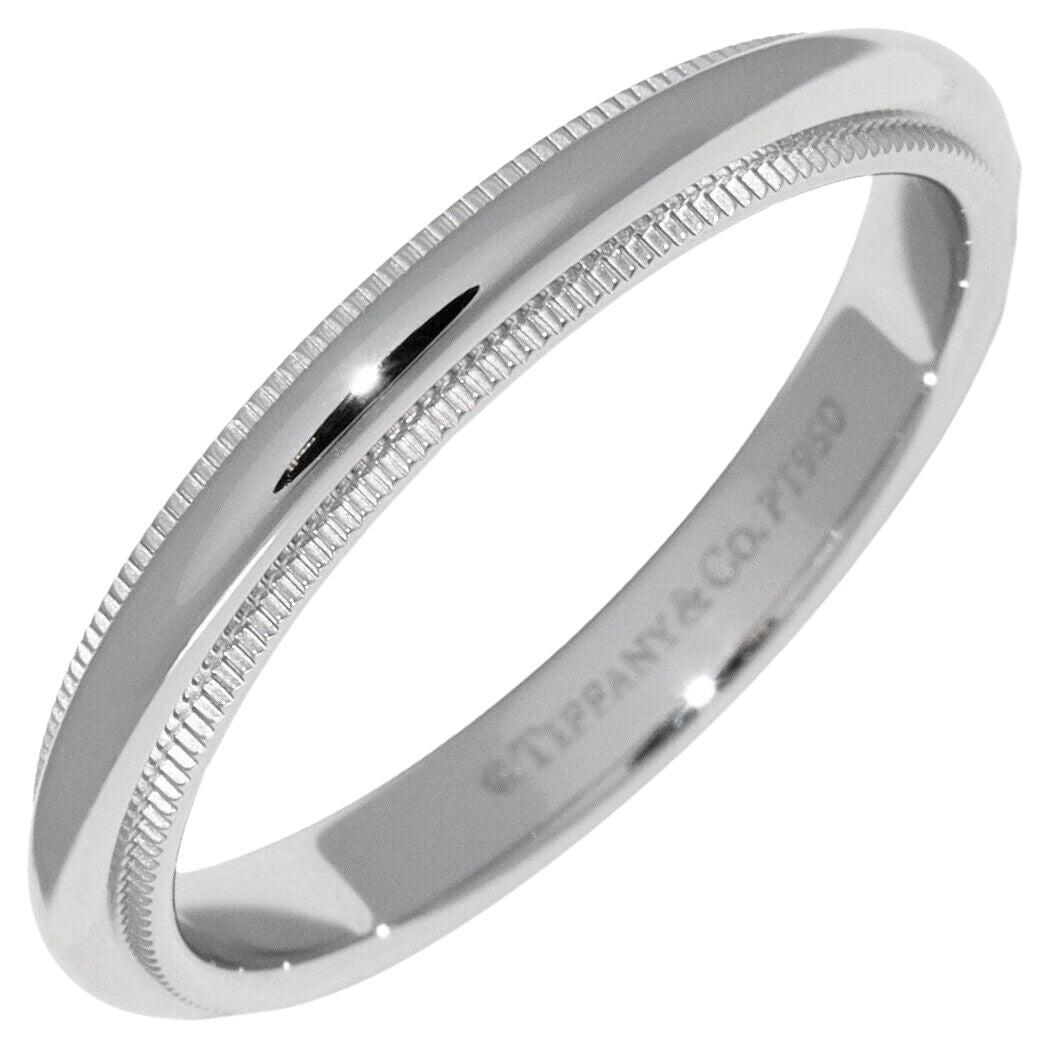 TIFFANY & Co. Together Platinum 3mm Milgrain Wedding Band Ring 8.5 For Sale