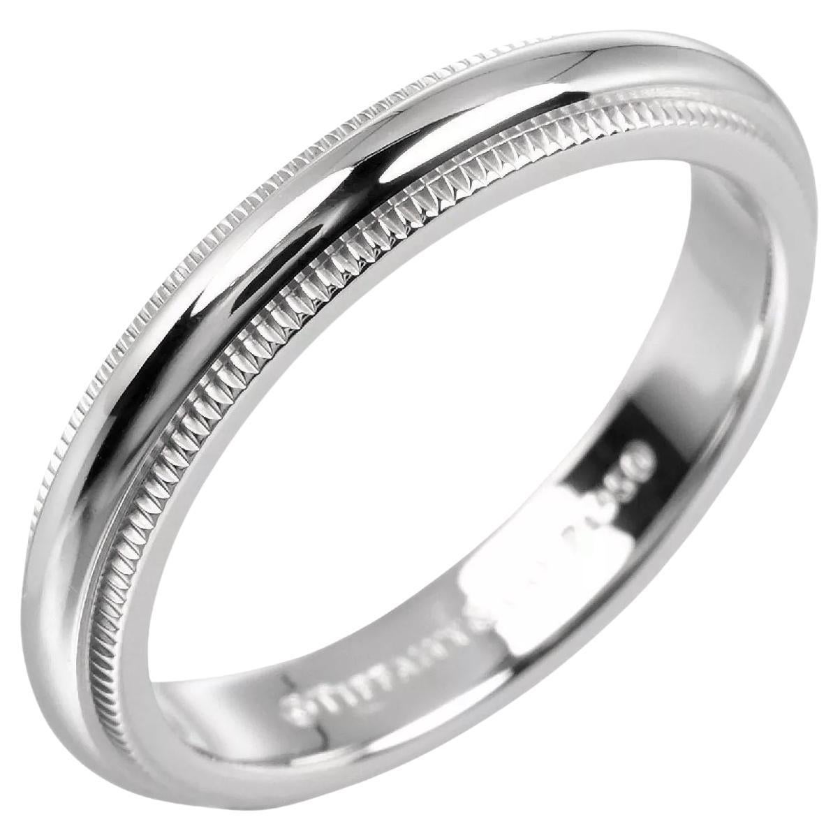 TIFFANY & Co. Alliance en platine 3 mm de couleur milgrain, taille 8,5 en vente