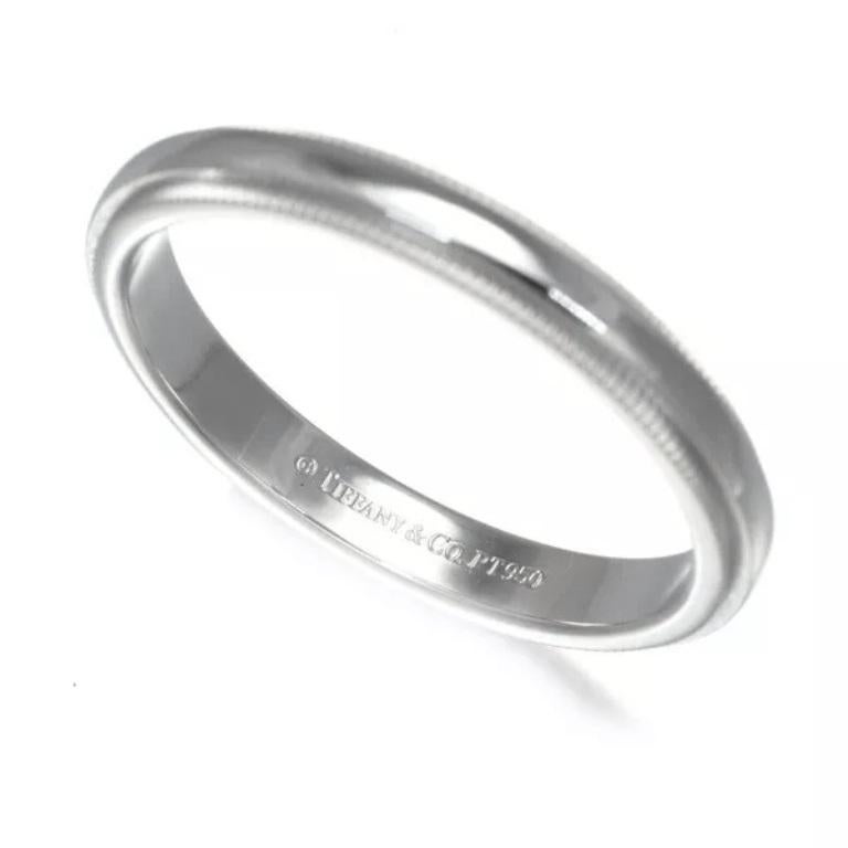 TIFFANY & Co. Together Platin 3mm Milgrain Ehering 9 im Zustand „Hervorragend“ im Angebot in Los Angeles, CA