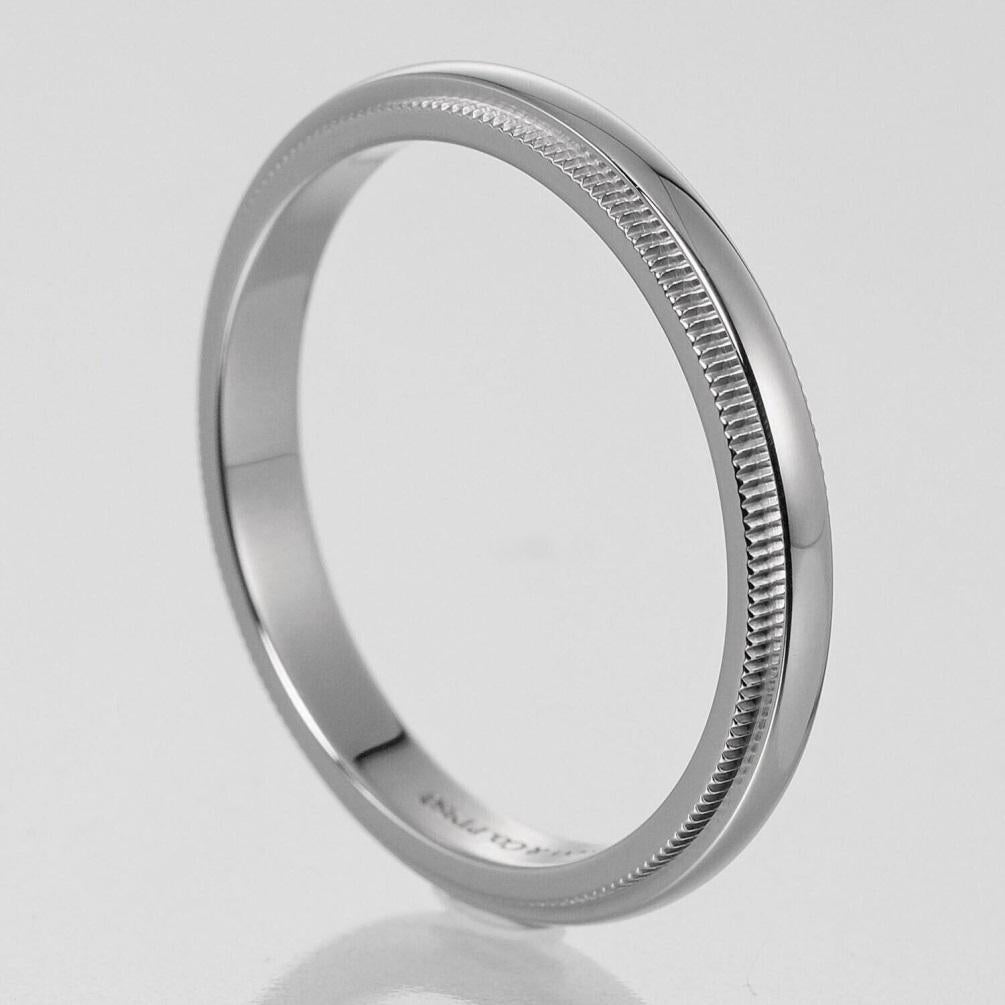 TIFFANY & Co. Juntos Platino 3mm Milgrain Alianza 9.5 en Nuevo estado para la venta en Los Angeles, CA