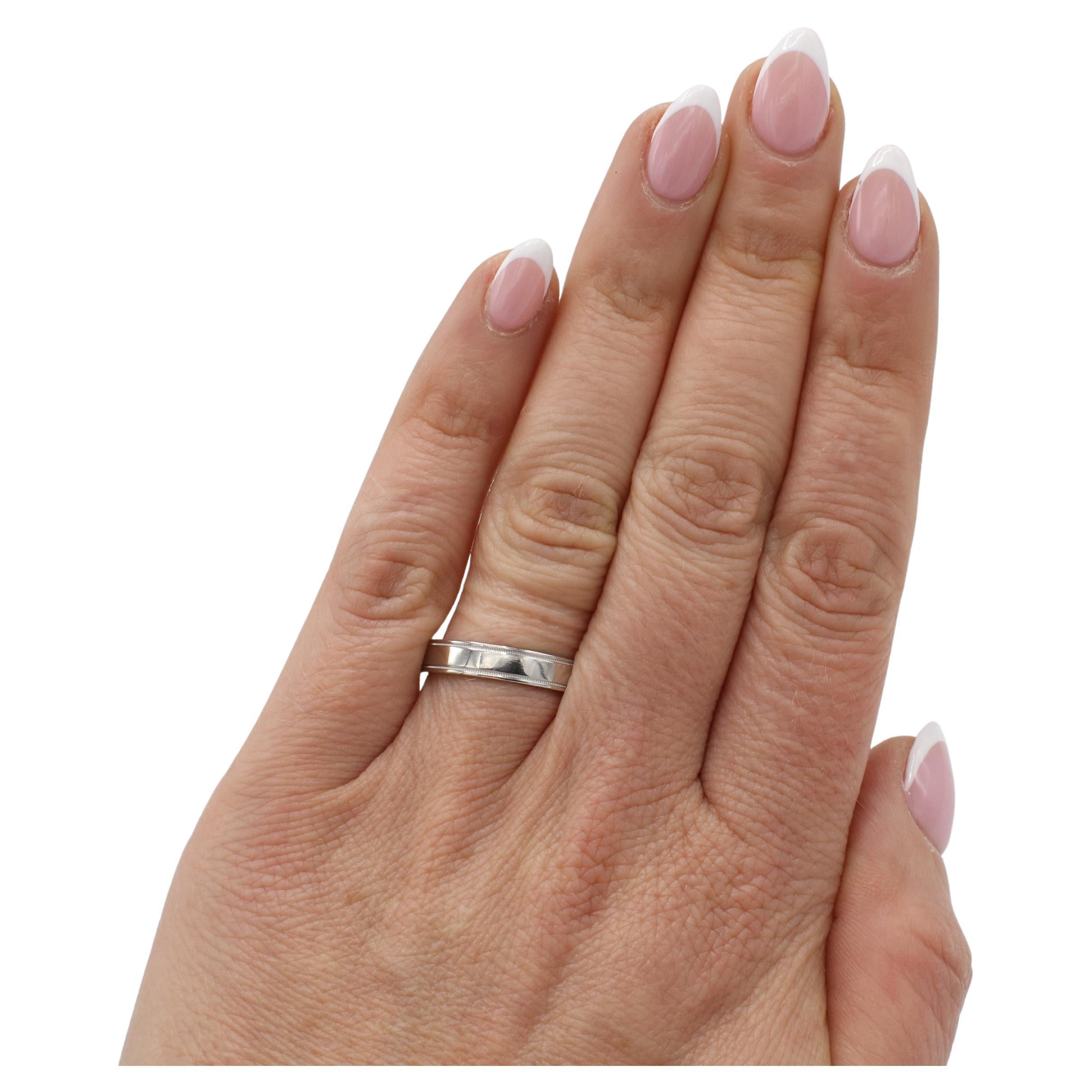 Modern Tiffany & Co. Together Platinum 4MM Double Milgrain Band Wedding Ring For Sale