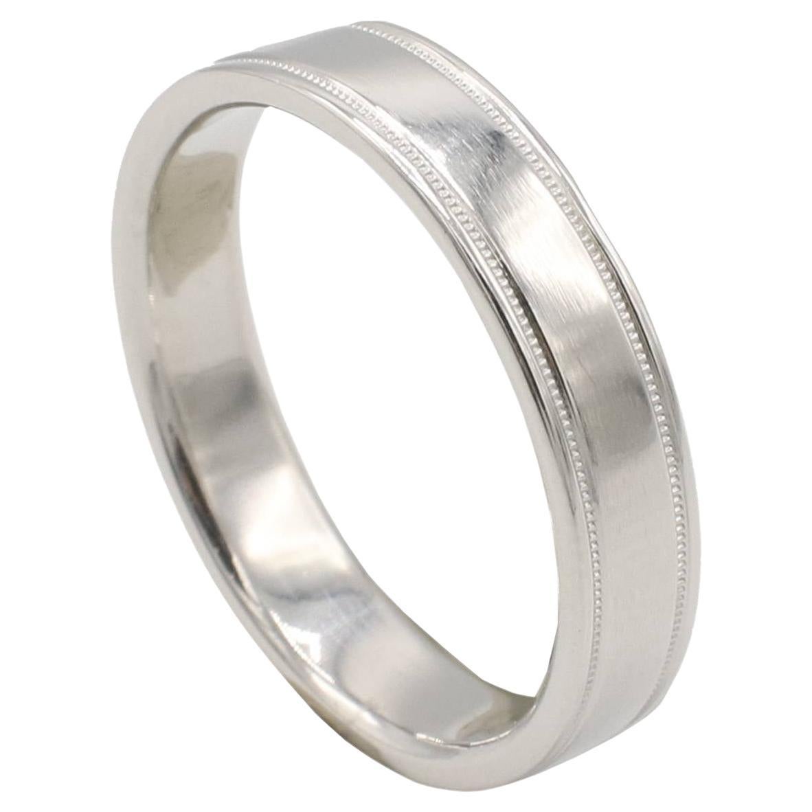 Tiffany & Co. Juntos Platino 4MM Doble banda Milgrain Anillo de boda