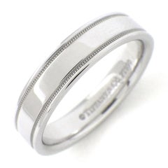 TIFFANY & Co. Together Platinum 4mm Double Milgrain Wedding Band Ring 6