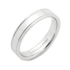 TIFFANY & Co. Together Platinum 4mm Double Milgrain Wedding Band Ring 6.5