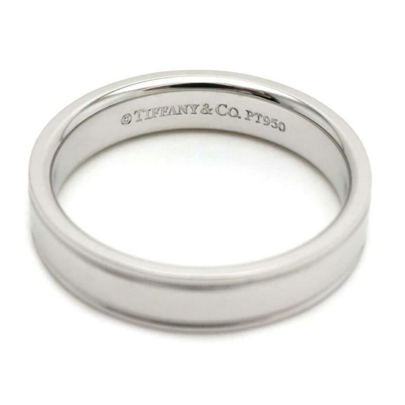 Women's or Men's TIFFANY & Co. Together Platinum 4mm Double Milgrain Wedding Band Ring 6.5 For Sale