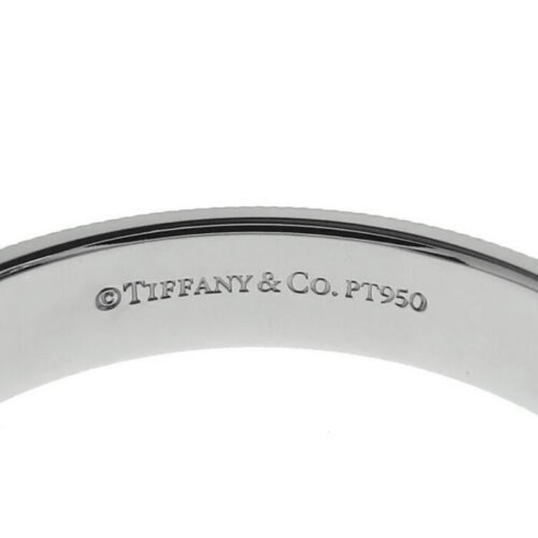 TIFFANY & Co. Together Platinum 4mm Milgrain Wedding Band Ring 10 In Excellent Condition For Sale In Los Angeles, CA