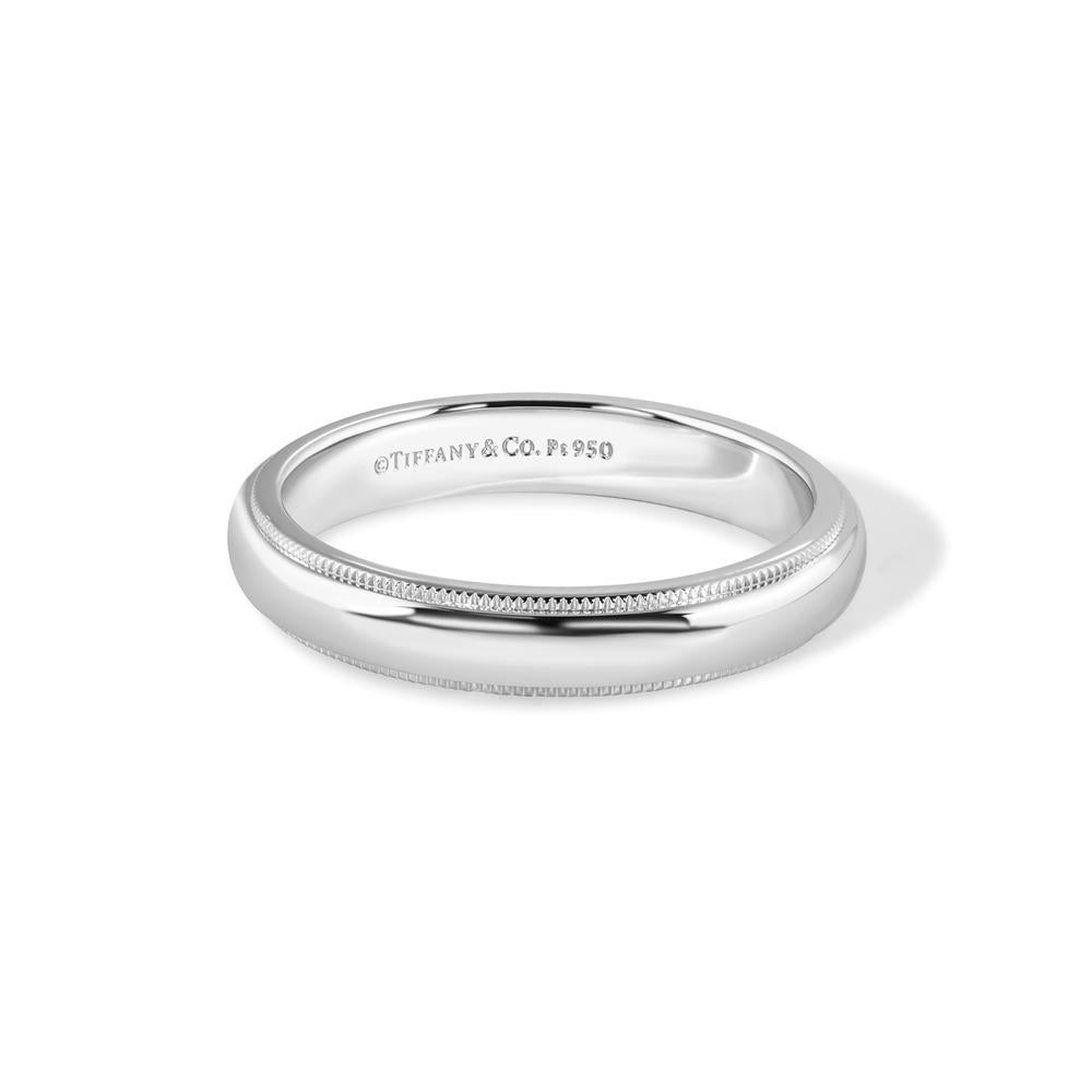TIFFANY & Co. Together Platin 4mm Milgrain Ehering 10 im Zustand „Hervorragend“ im Angebot in Los Angeles, CA