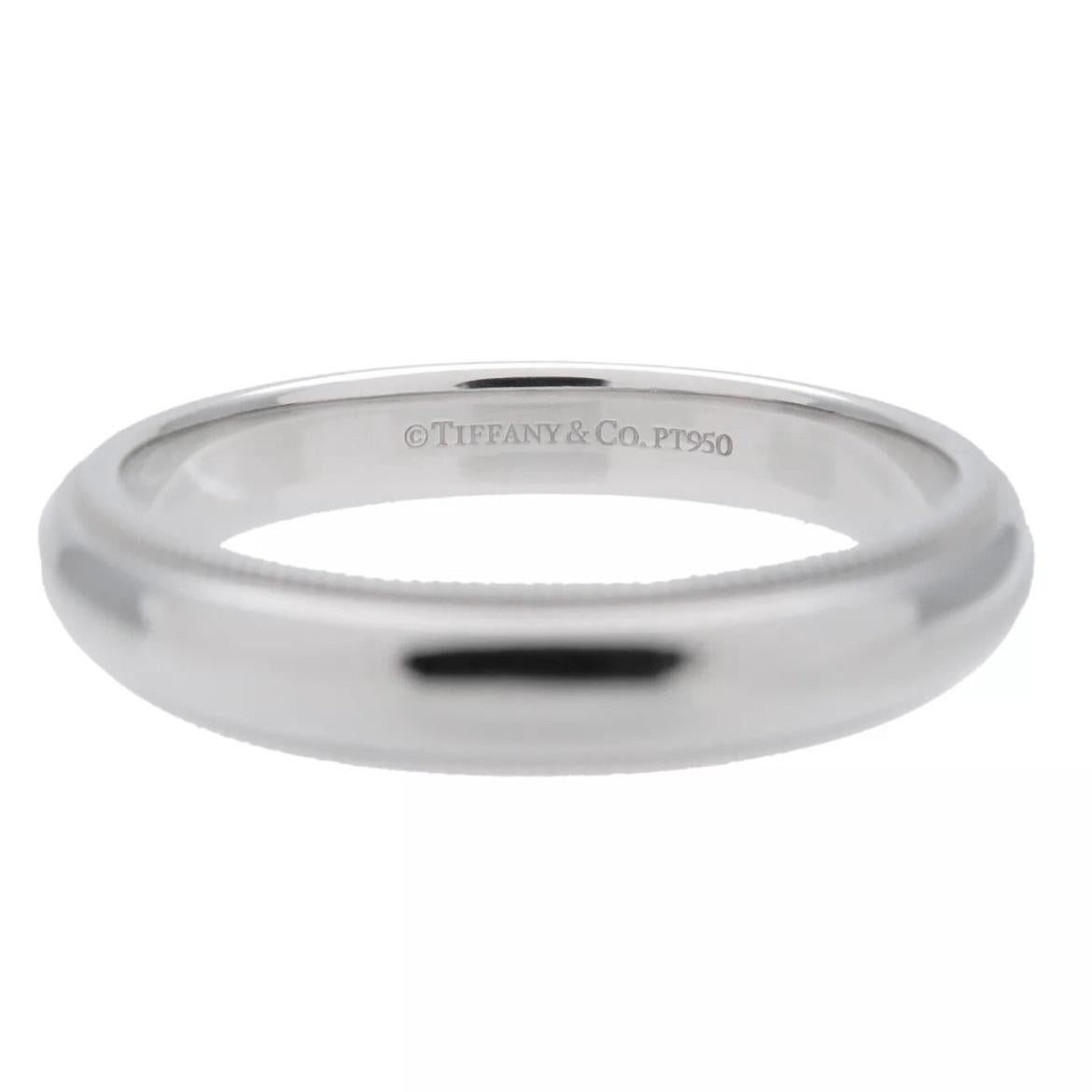 TIFFANY & Co. Zusammen Platin 4mm Milgrain Hochzeit Band Ring 10.5 für Damen oder Herren