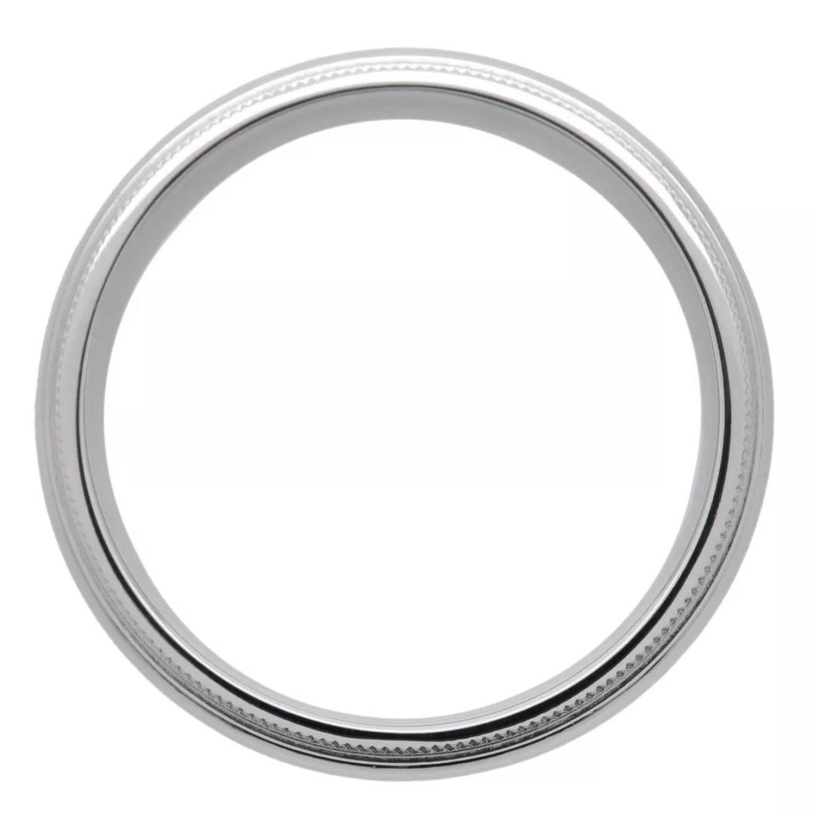 TIFFANY & Co. Zusammen Platin 4mm Milgrain Hochzeit Band Ring 10.5 1