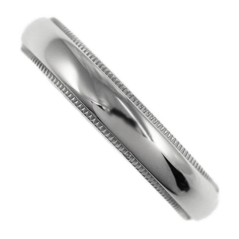 TIFFANY & Co. Together Platinum 4mm Milgrain Wedding Band Ring 7.5 In Excellent Condition In Los Angeles, CA