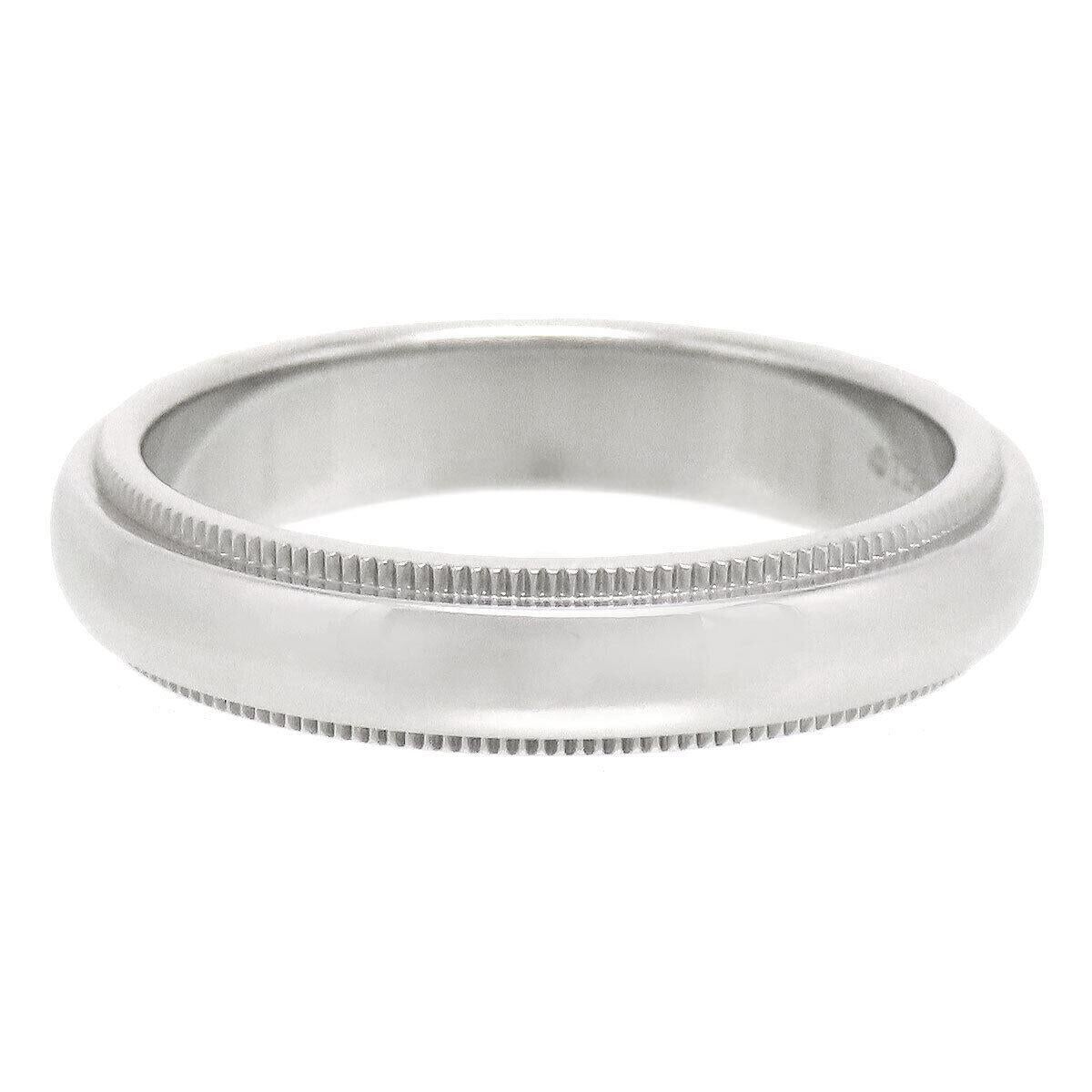Women's or Men's TIFFANY & Co. Together Platinum 4mm Milgrain Wedding Band Ring 7.5 For Sale