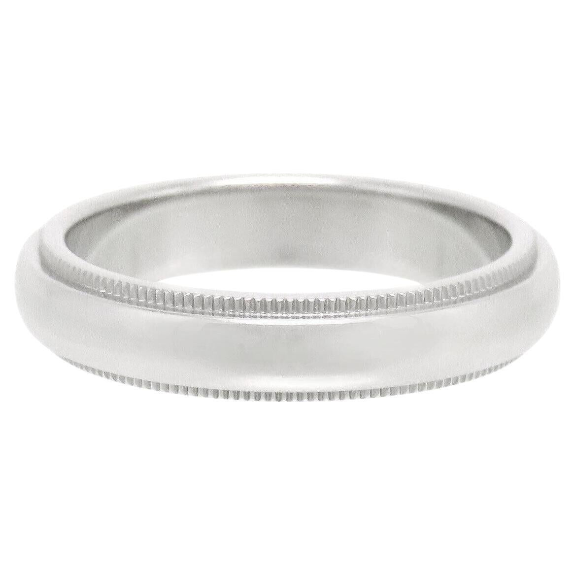 TIFFANY & Co. Alliance en platine de 4 mm de couleur milgrain, taille 7,5