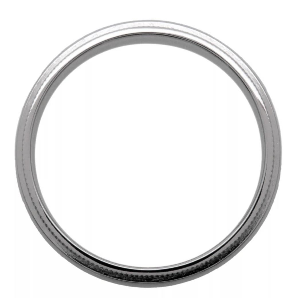 TIFFANY & Co. Together Platinum 4mm Milgrain Wedding Band Ring 8 For Sale 2