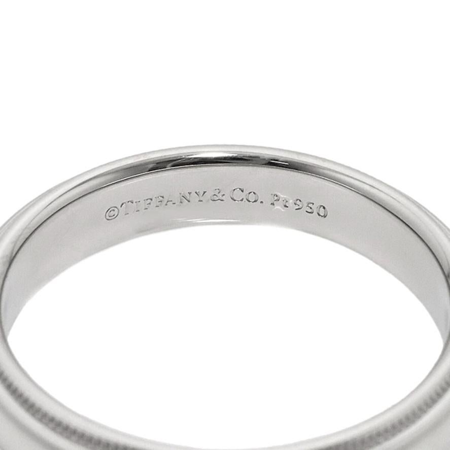 TIFFANY & Co. Ensemble Platine 4mm Milgrain Alliance de mariage 8.5 en vente 2