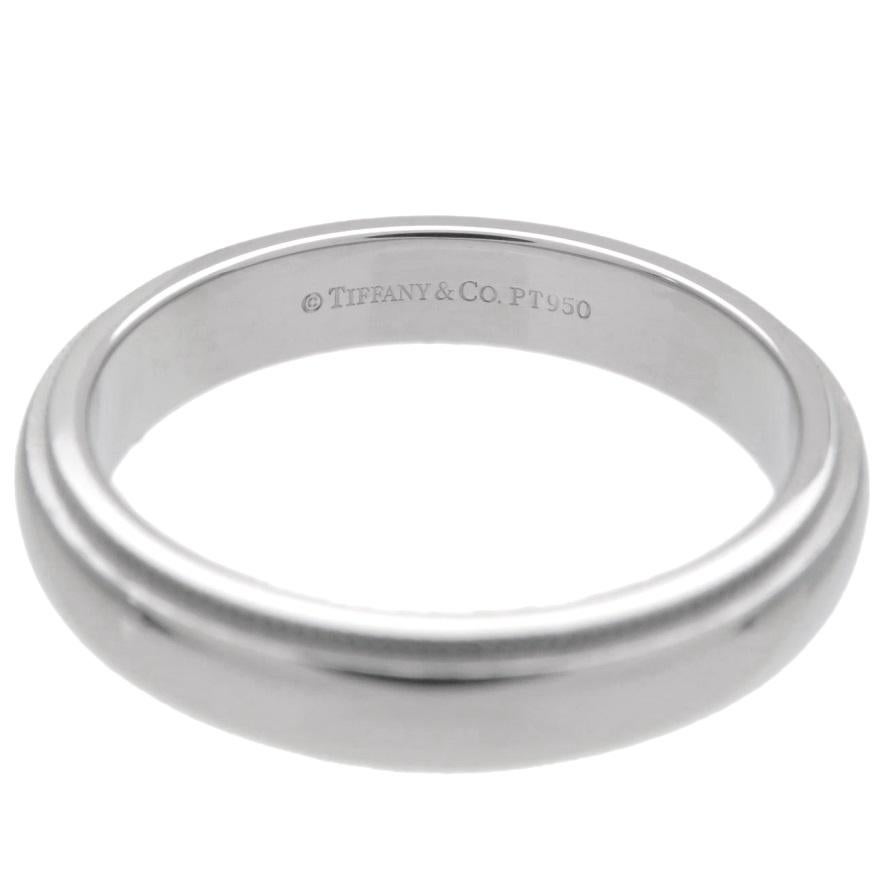 Women's or Men's TIFFANY & Co. Together Platinum 4mm Milgrain Wedding Band Ring 9 For Sale