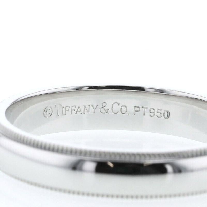 Femenino o masculino TIFFANY & Co. Juntos Platino 4mm Milgrain Alianza 9 en venta