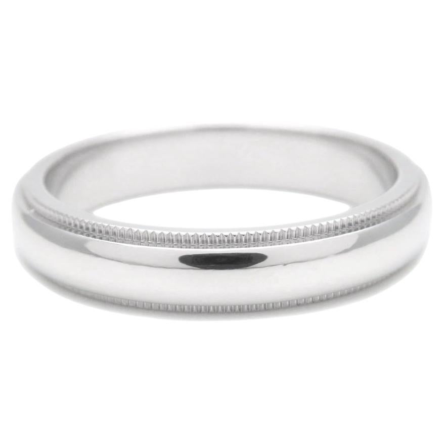 TIFFANY & Co. Together Platinum 4mm Milgrain Wedding Band Ring 9 For Sale