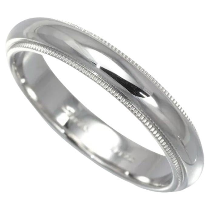 TIFFANY & Co. Together Platinum 4mm Milgrain Wedding Band Ring 9