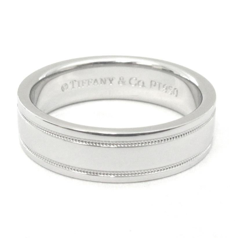 TIFFANY & Co. Together Platinum 6mm Double Milgrain Wedding Band Ring 10

 Metal: Platinum 
 Size: 10 
 Band Width: 6mm
 Weight: 14.10 grams
 Hallmark: ©TIFFANY&CO. PT950
 Condition: Excellent condition, like new, comes with Tiffany box
 Tiffany