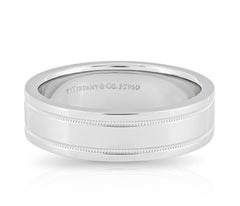TIFFANY & Co. Together Platinum 6mm Double Milgrain Wedding Band Ring 10