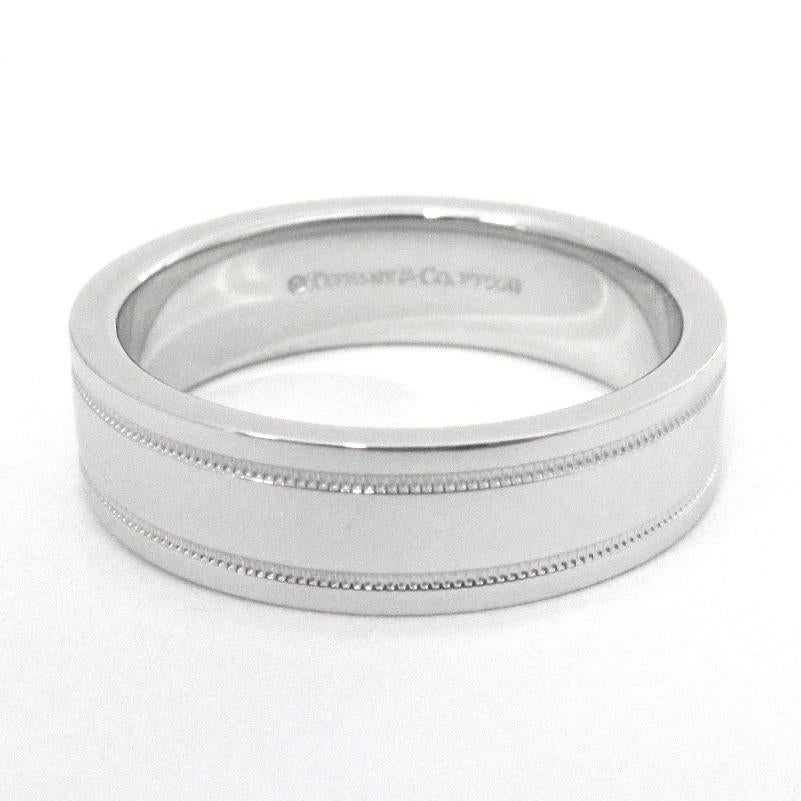 Women's or Men's TIFFANY & Co. Together Platinum 6mm Double Milgrain Wedding Band Ring 10 For Sale