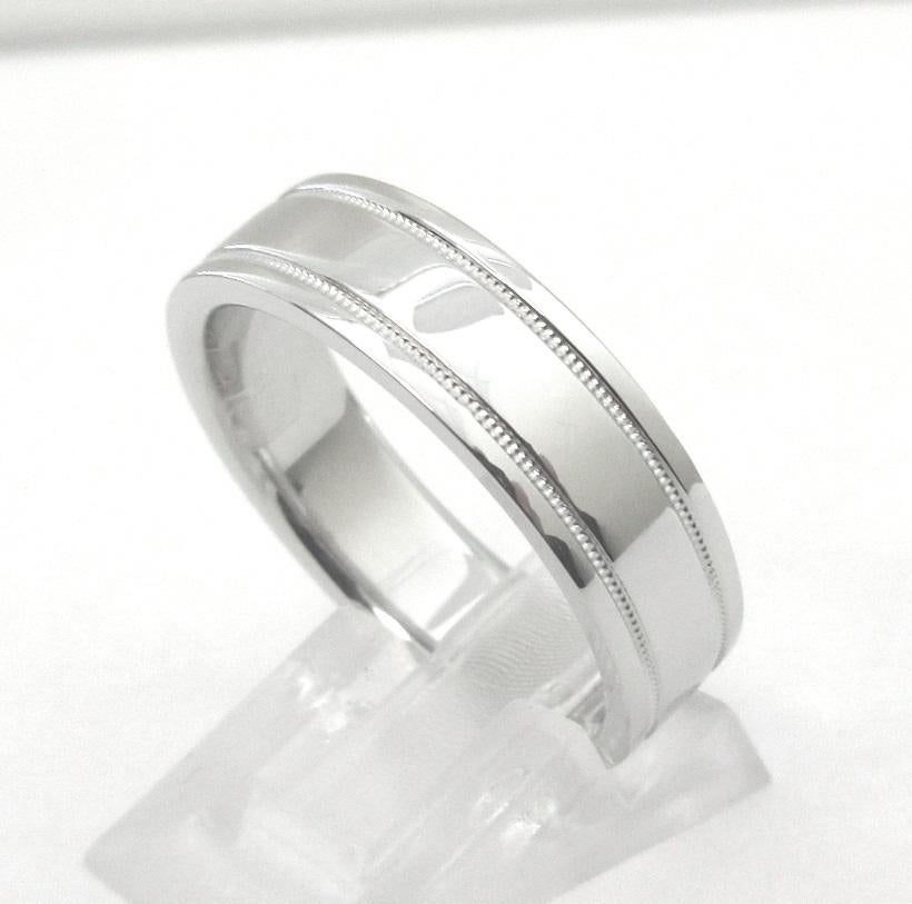 TIFFANY & Co. Together Platinum 6mm Double Milgrain Wedding Band Ring 10 For Sale 1