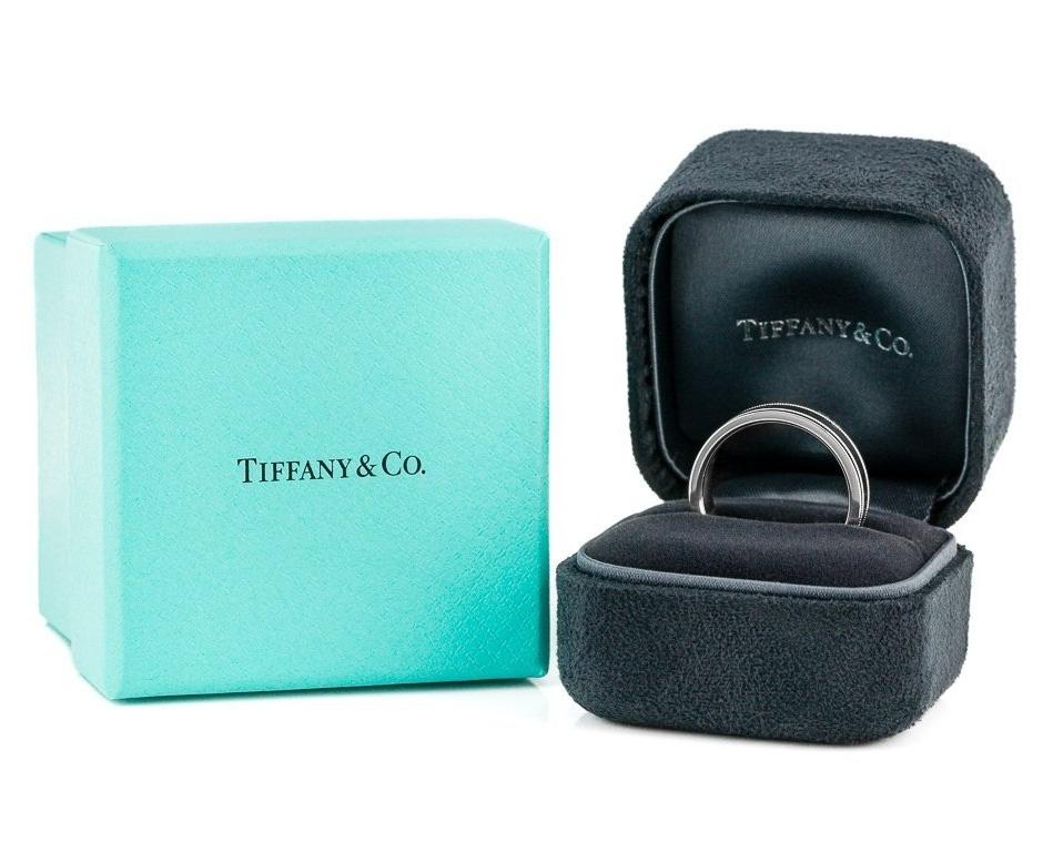 TIFFANY & Co. Alliance double milgrain de 6 mm et platine 10 mm en vente 1