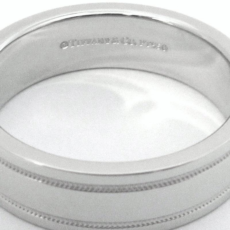 TIFFANY & Co. Together Platinum 6mm Double Milgrain Wedding Band Ring 10 For Sale 2