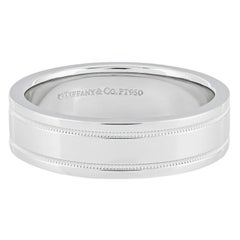 TIFFANY & Co. Together Platinum 6mm Double Milgrain Wedding Band Ring 10