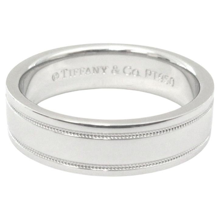 TIFFANY & Co. Together Platinum 6mm Double Milgrain Wedding Band Ring 10 For Sale