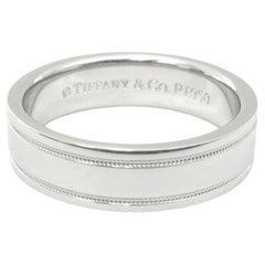 TIFFANY & Co. Together Platinum 6mm Double Milgrain Wedding Band Ring 10