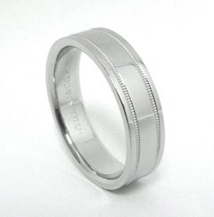 TIFFANY & Co. Together Platinum 6mm Double Milgrain Wedding Band Ring 11