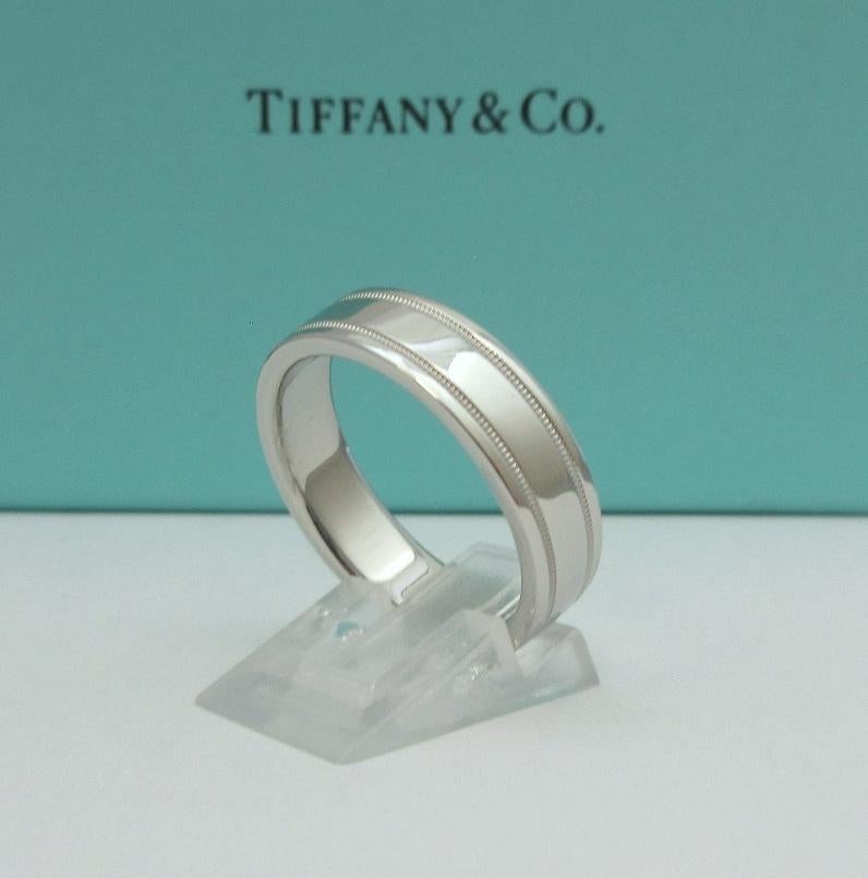 De los hombres TIFFANY & Co. Juntos Platino 6mm Doble Milgrain Anillo de boda 11 Hombres en venta