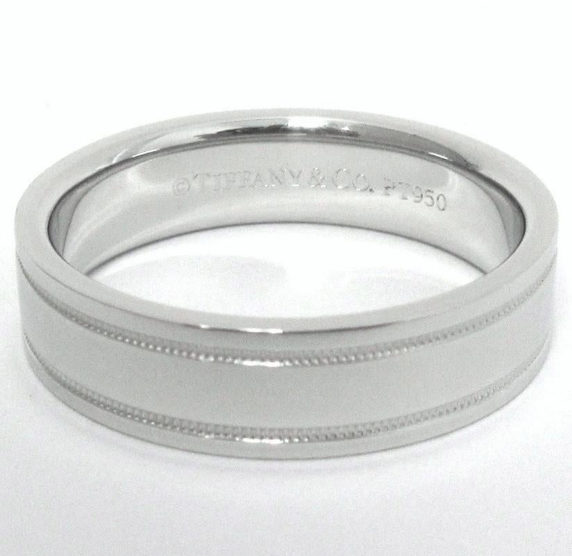 TIFFANY & Co. Juntos Platino 6mm Doble Milgrain Anillo de boda 11 Hombres en venta 2