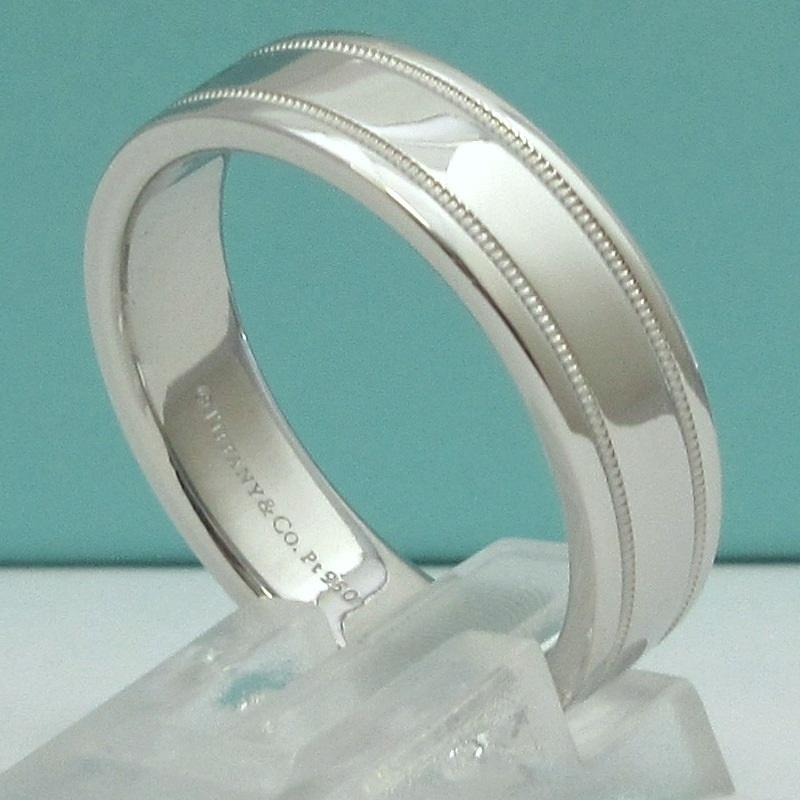 TIFFANY & Co. Juntos Platino 6mm Doble Milgrain Anillo de boda 11 Hombres en venta 2