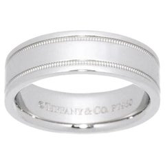 TIFFANY & Co. Together Platinum 6mm Double Milgrain Wedding Band Ring 7.5