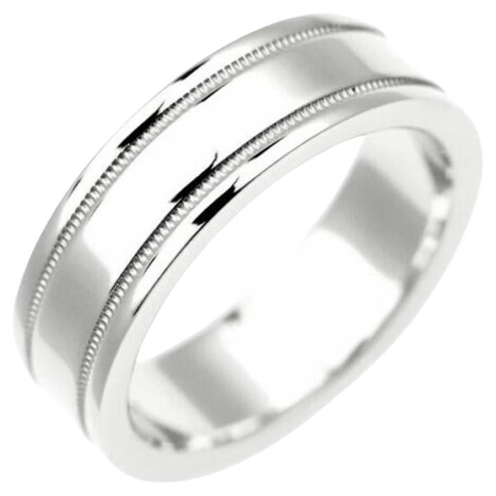 TIFFANY & Co. Together Platinum 6mm Double Milgrain Wedding Band Ring 6.5 For Sale