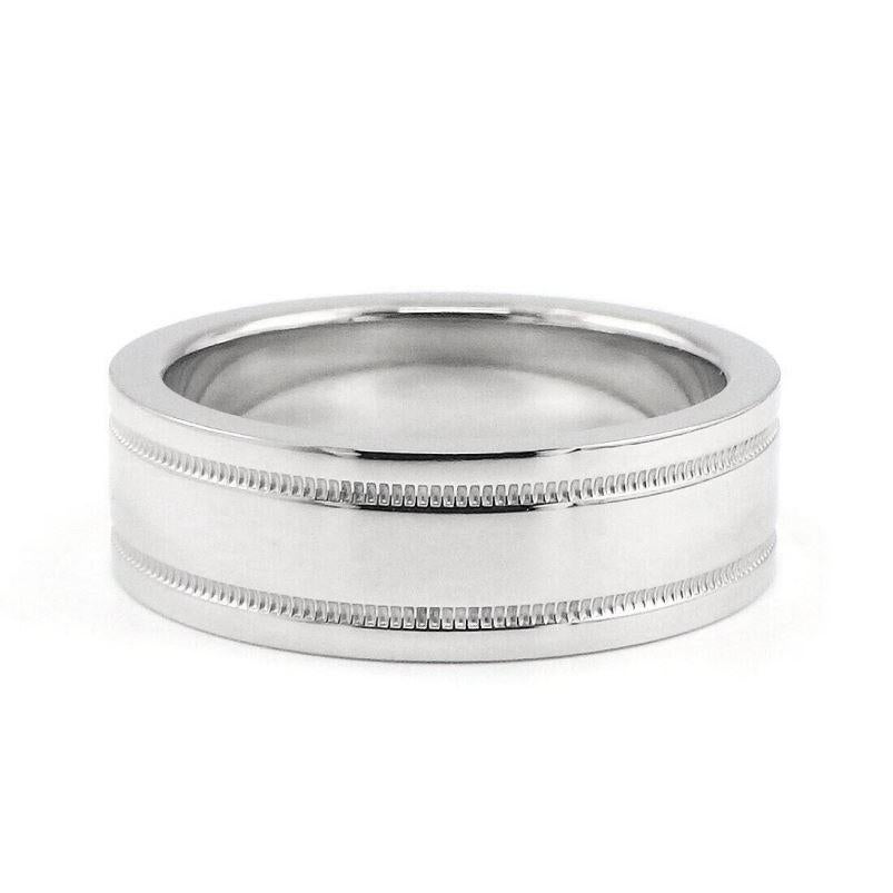 TIFFANY & Co. Juntos Platino 6mm Doble Milgrain Alianza 7 en Excelente Estado en Los Angeles, CA