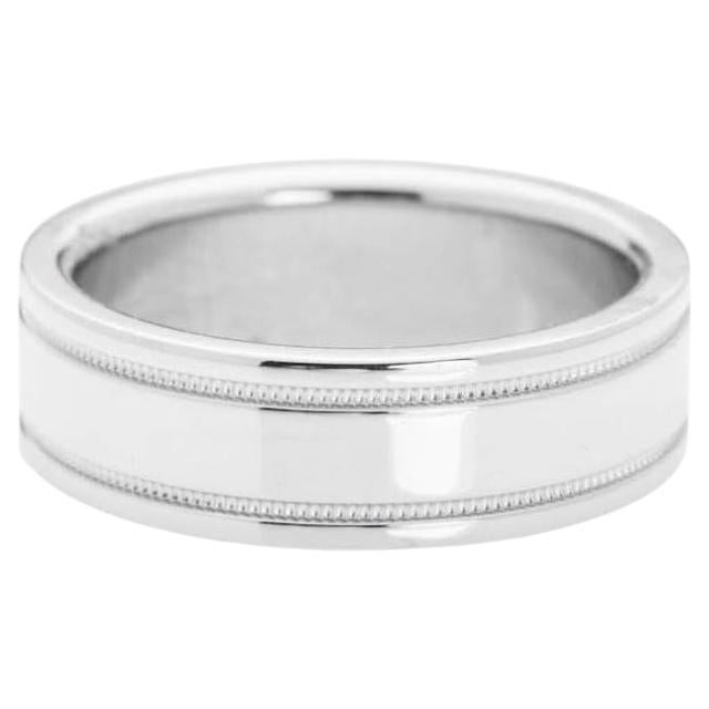 TIFFANY & Co. Together Platinum 6mm Double Milgrain Wedding Band Ring 7 For Sale