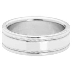 TIFFANY & Co. Together Platinum 6mm Double Milgrain Wedding Band Ring 7
