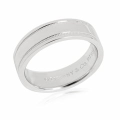 TIFFANY & Co. Together Platinum 6mm Double Milgrain Wedding Band Ring 7.5